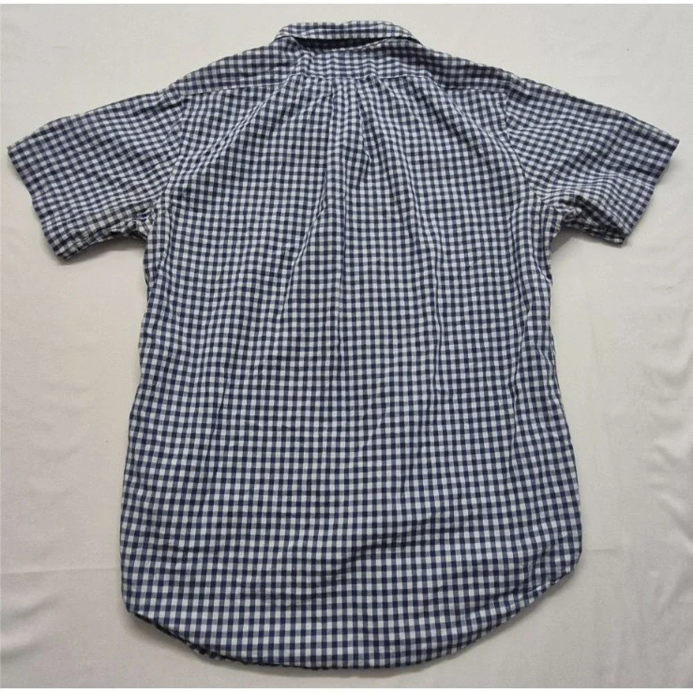 Ralph Lauren Men's‎ blue/white checker shirt Medium Button up Cotton yellow logo